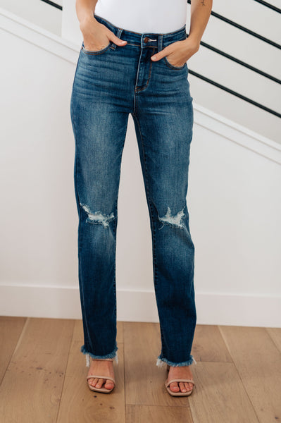 Judy Blue High Rise Distressed Straight Jeans - Online Only!