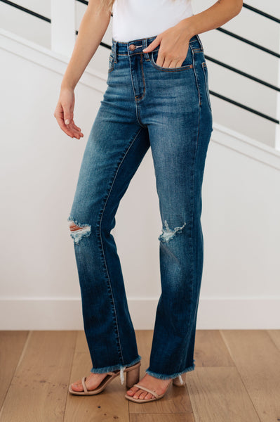 Judy Blue High Rise Distressed Straight Jeans - Online Only!