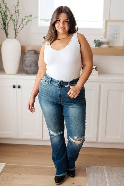 Judy Blue High Rise Distressed Straight Jeans - Online Only!