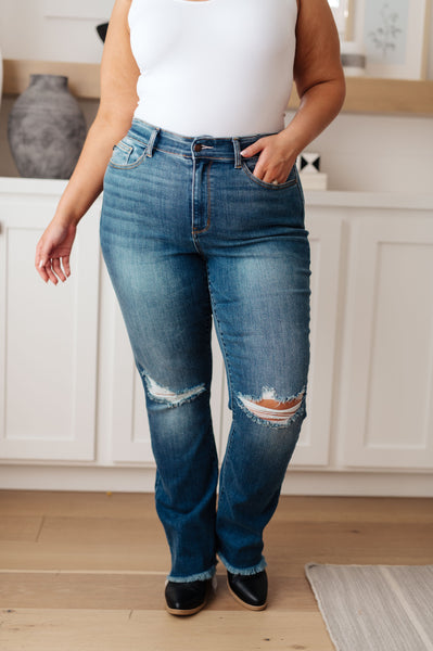 Judy Blue High Rise Distressed Straight Jeans - Online Only!