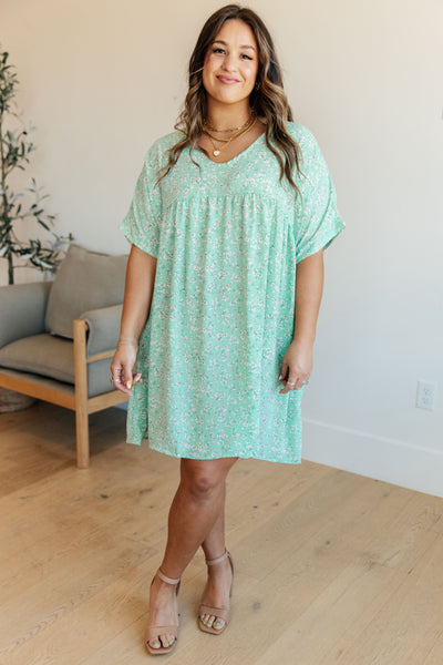Rodeo Lights Dolman Sleeve Dress in Mint Floral - Online Only!