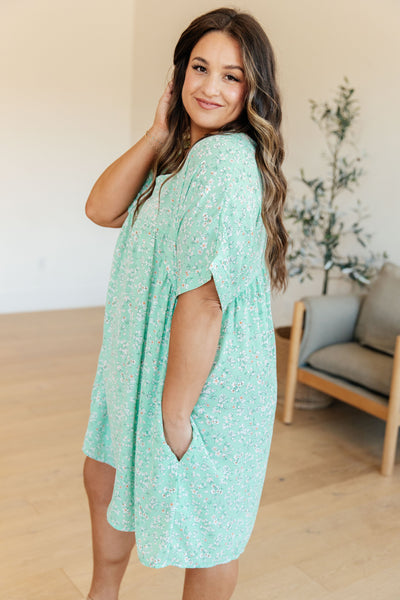 Rodeo Lights Dolman Sleeve Dress in Mint Floral - Online Only!