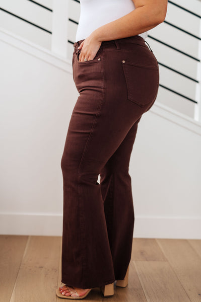 Judy Blue High Rise Control Top Flare Jeans in Espresso - Online Only!