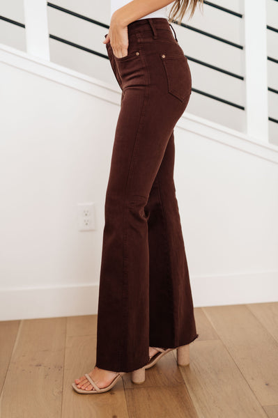 Judy Blue High Rise Control Top Flare Jeans in Espresso - Online Only!