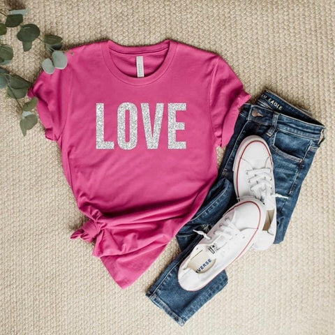 FINAL SALE Pink Glitter Love Tee