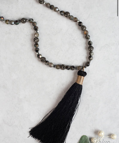 Black & Grey Tassel Necklace