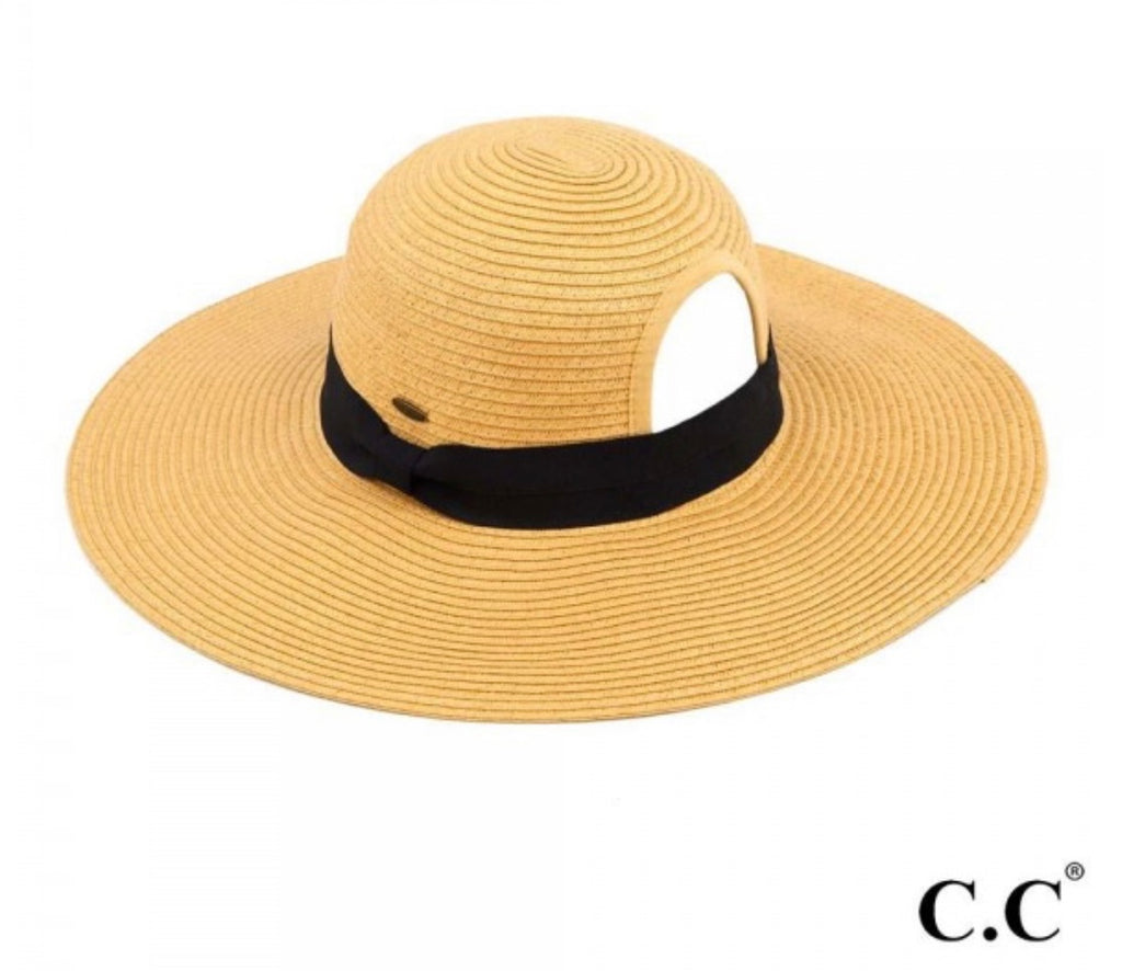 CC Straw Ponytail Hat