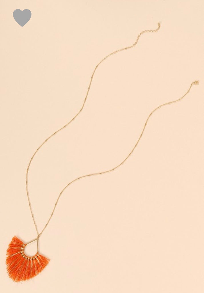 Orange Thread Tassel Necklace