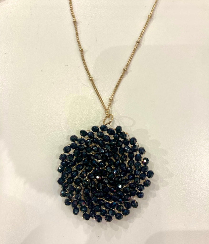 Black Beaded Circle Necklace