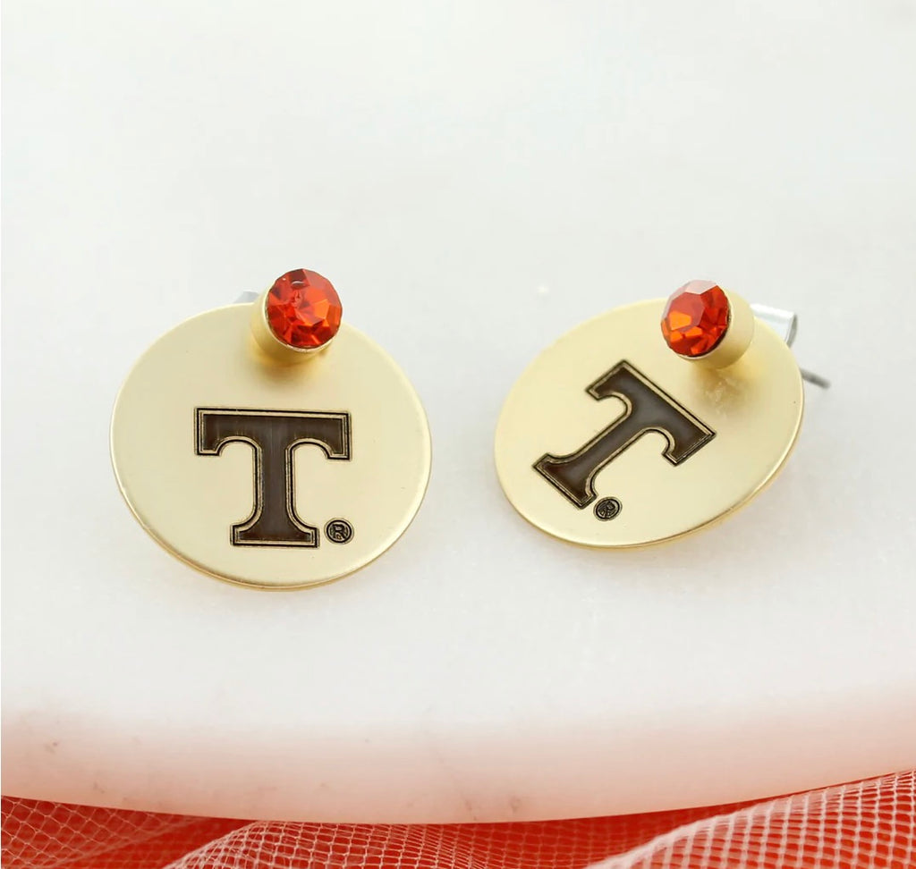 Gold Tennessee Power T Earrings