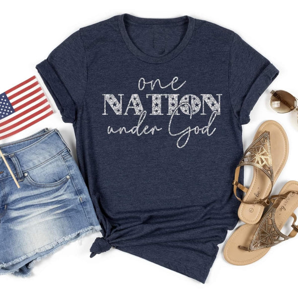 FINAL SALE Navy One Nation Under God Tee