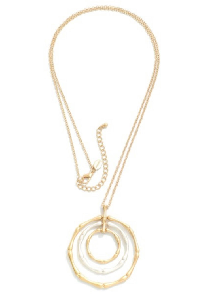 Gold & Silver Circular Pendant Necklace