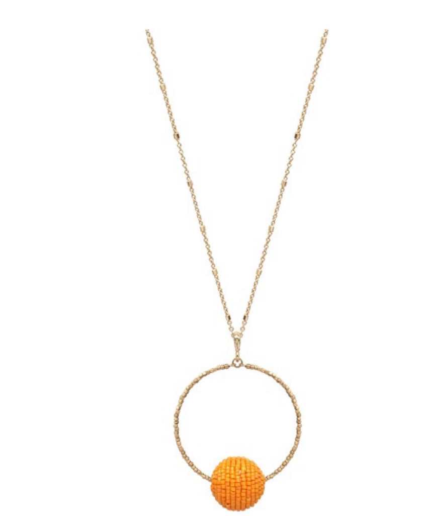 Gold Orange Beaded Necklace