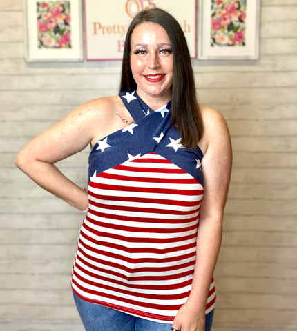 LAST CHANCE FINAL SALE Stars & Stripes Cross Top