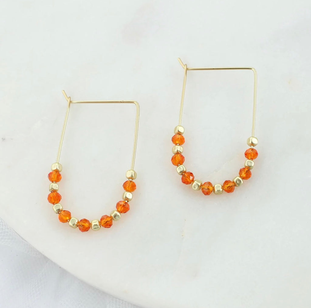 Gold & Orange Beaded Earrings