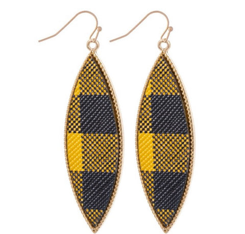 Navy & Mustard Plaid Earrings