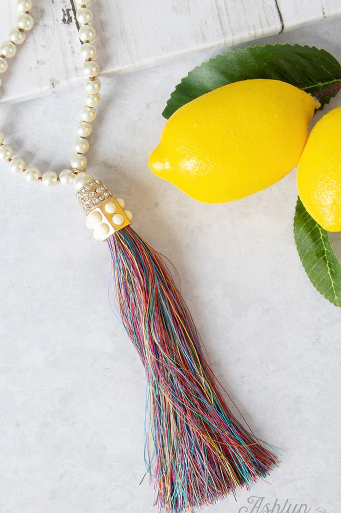 Multi Pearl Tassel Necklace