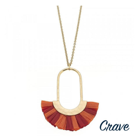Wine & Orange Tassel Gold Necklace