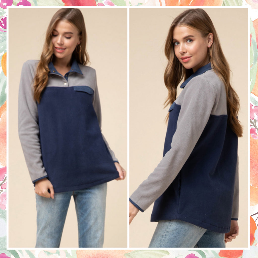 DEAL OF THE DAY Gray & Navy Pullover Final Sale