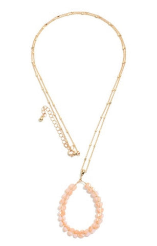 Pink Long Beaded Pendant Necklace