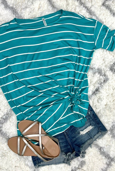 LAST CHANCE FINAL SALE Teal Oversized Striped Tunic