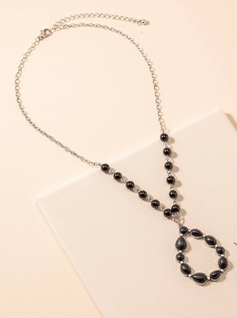 Black Stone Pendant Necklace