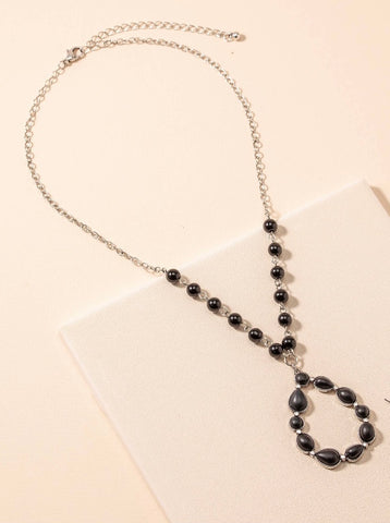 Black Stone Pendant Necklace